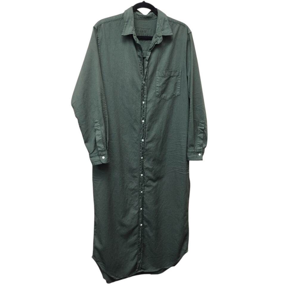 Frank & Eileen Womens Cotton Rory Maxi Shirt Dress Large Green Minimalist Travel